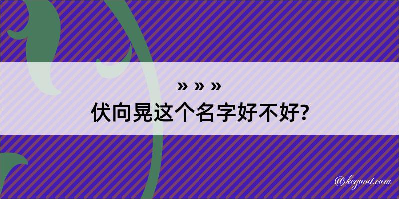 伏向晃这个名字好不好?