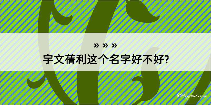 宇文蒨利这个名字好不好?