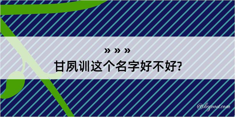 甘夙训这个名字好不好?