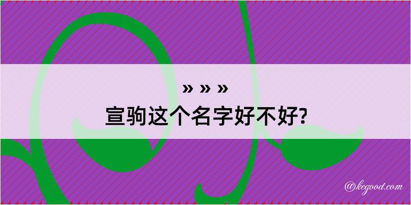 宣驹这个名字好不好?