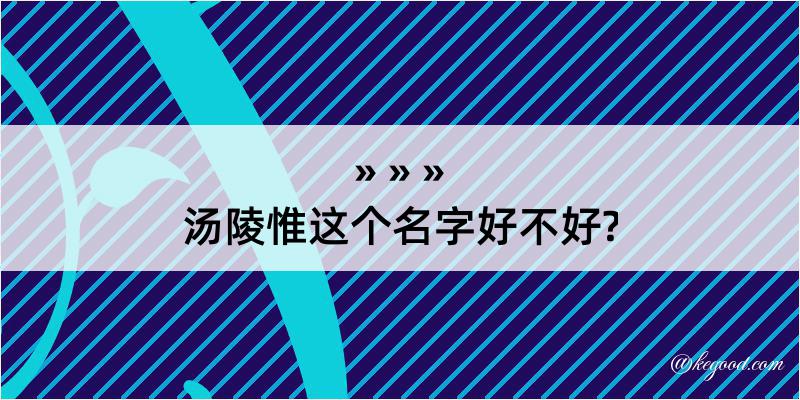 汤陵惟这个名字好不好?