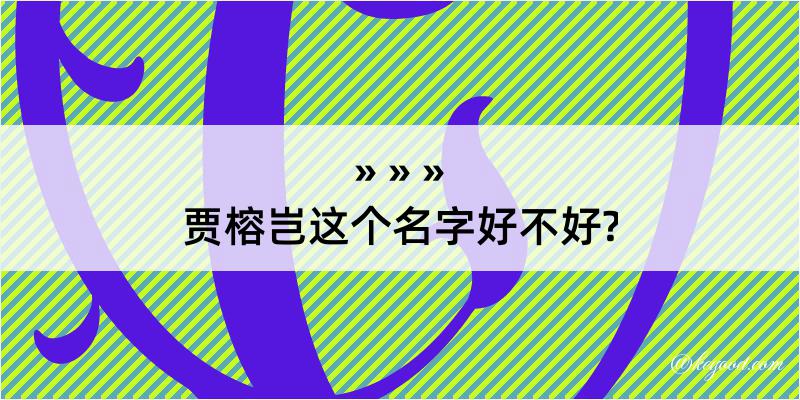 贾榕岂这个名字好不好?