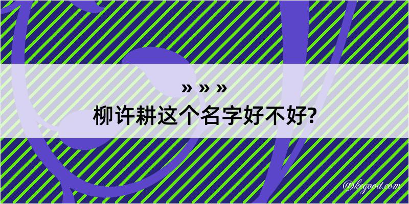 柳许耕这个名字好不好?