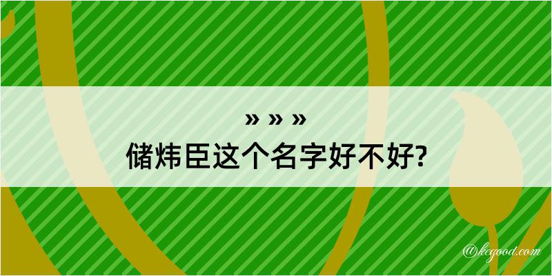 储炜臣这个名字好不好?