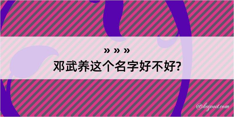 邓武养这个名字好不好?