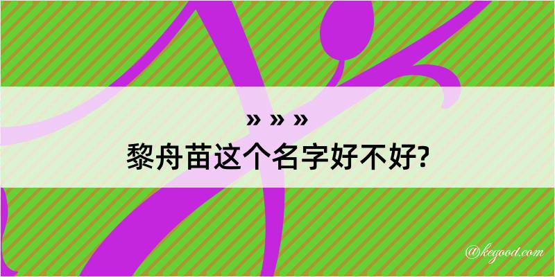 黎舟苗这个名字好不好?