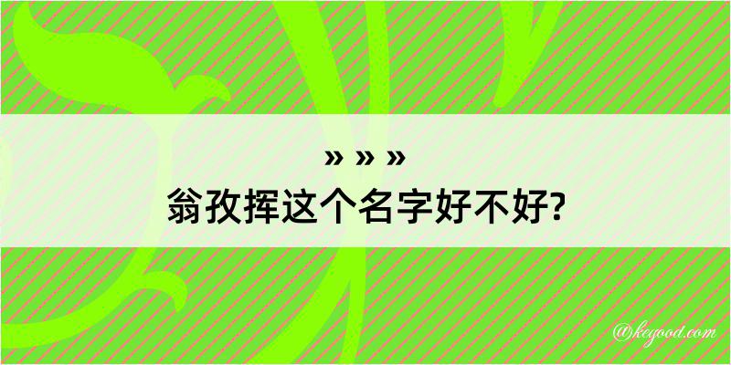 翁孜挥这个名字好不好?