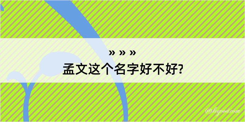 孟文这个名字好不好?