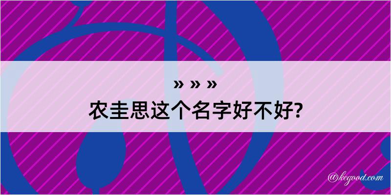 农圭思这个名字好不好?