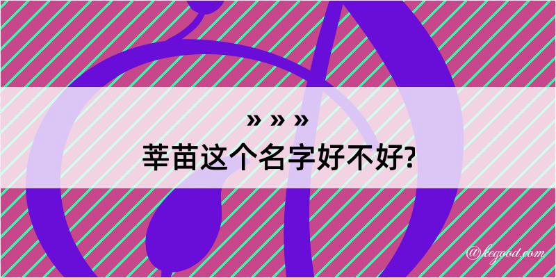 莘苗这个名字好不好?