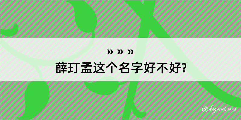 薛玎孟这个名字好不好?