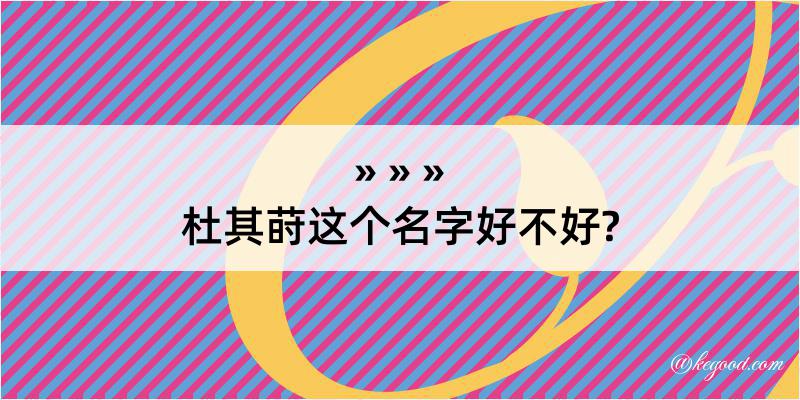 杜其莳这个名字好不好?