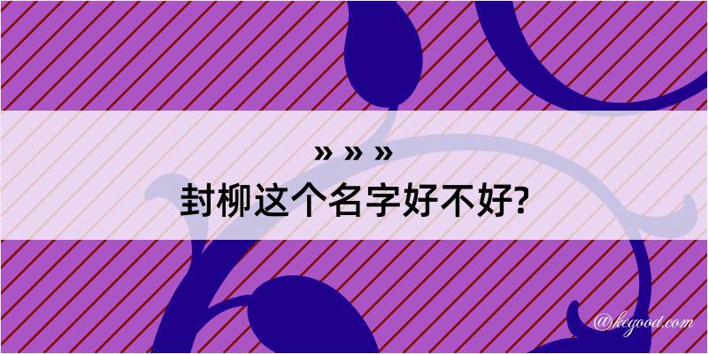 封柳这个名字好不好?