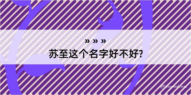 苏至这个名字好不好?