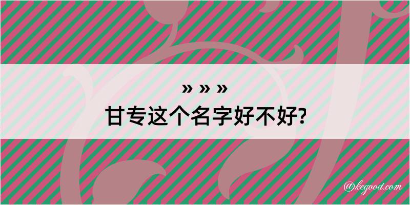 甘专这个名字好不好?