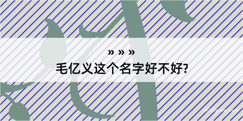 毛亿义这个名字好不好?