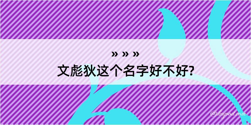 文彪狄这个名字好不好?