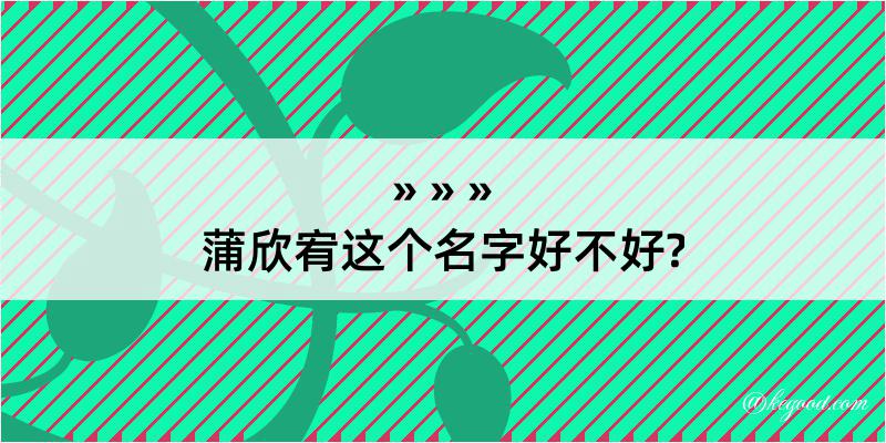 蒲欣宥这个名字好不好?