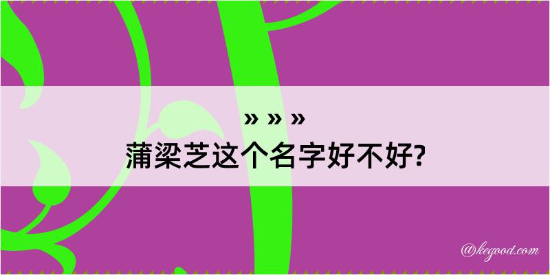 蒲梁芝这个名字好不好?