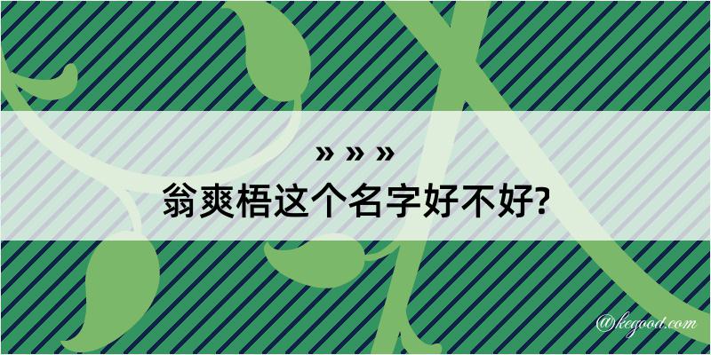 翁爽梧这个名字好不好?