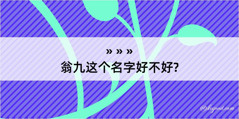 翁九这个名字好不好?