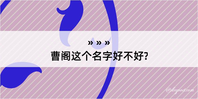 曹阁这个名字好不好?