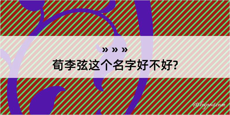 荀李弦这个名字好不好?