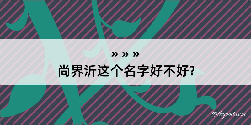 尚界沂这个名字好不好?