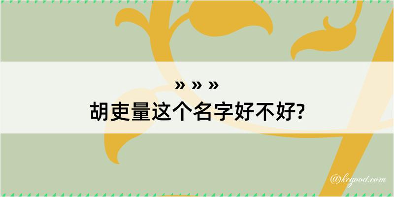 胡吏量这个名字好不好?