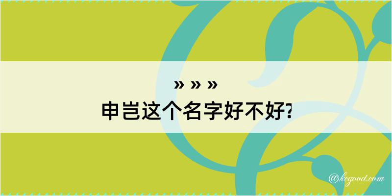 申岂这个名字好不好?