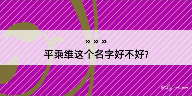 平乘维这个名字好不好?