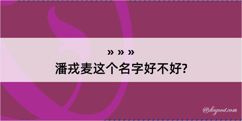 潘戎麦这个名字好不好?