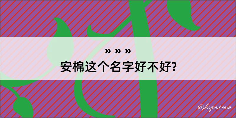 安棉这个名字好不好?