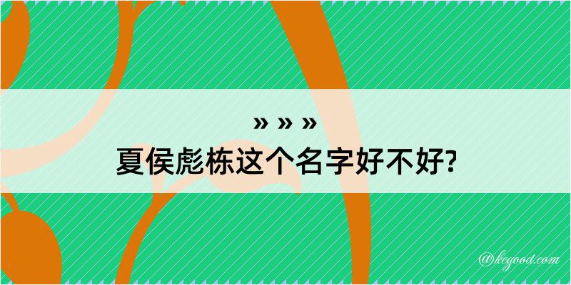 夏侯彪栋这个名字好不好?