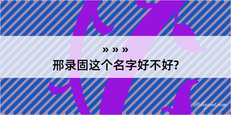 邢录固这个名字好不好?