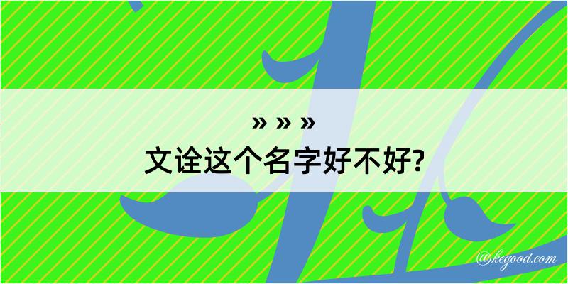 文诠这个名字好不好?