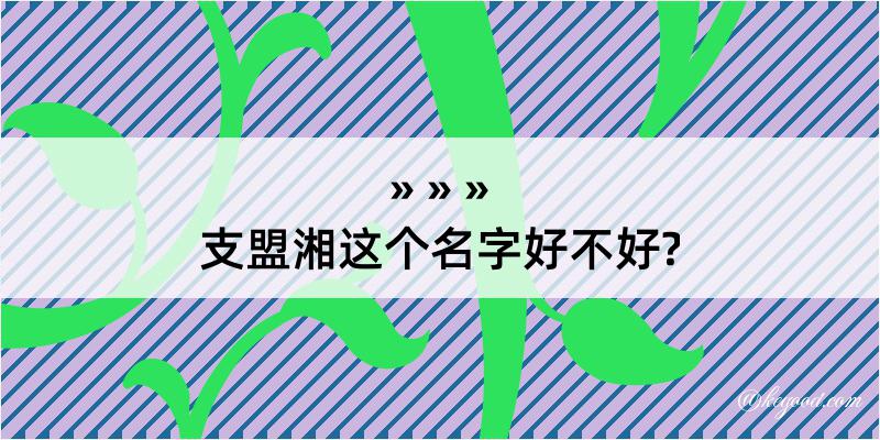 支盟湘这个名字好不好?