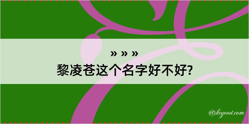 黎凌苍这个名字好不好?