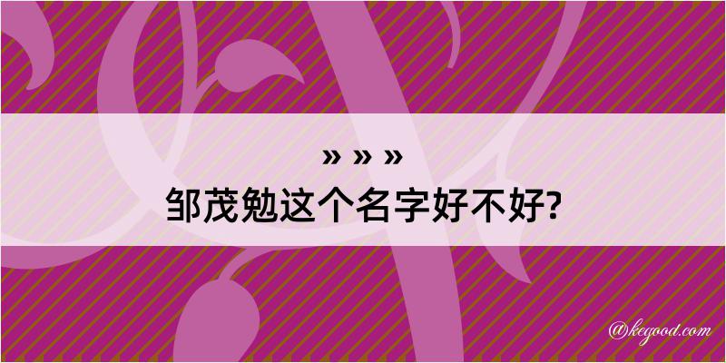 邹茂勉这个名字好不好?