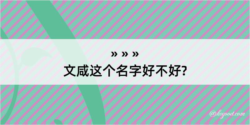 文咸这个名字好不好?