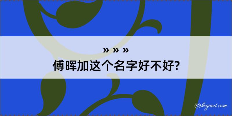 傅晖加这个名字好不好?