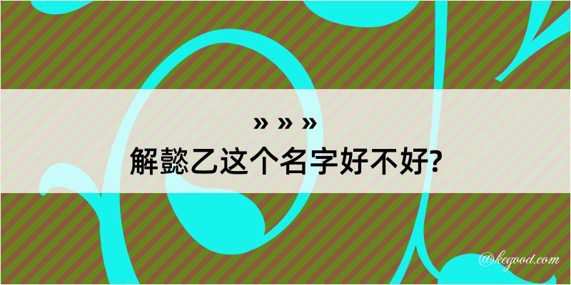 解懿乙这个名字好不好?