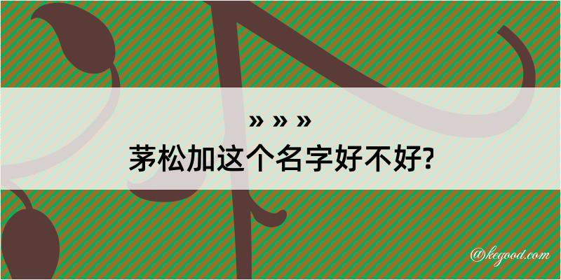 茅松加这个名字好不好?