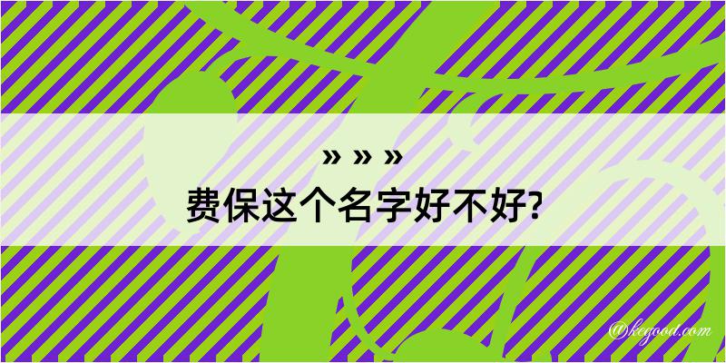 费保这个名字好不好?