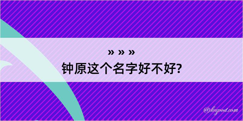 钟原这个名字好不好?