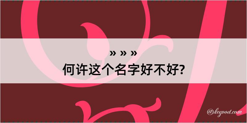 何许这个名字好不好?