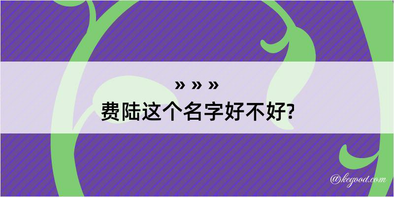 费陆这个名字好不好?