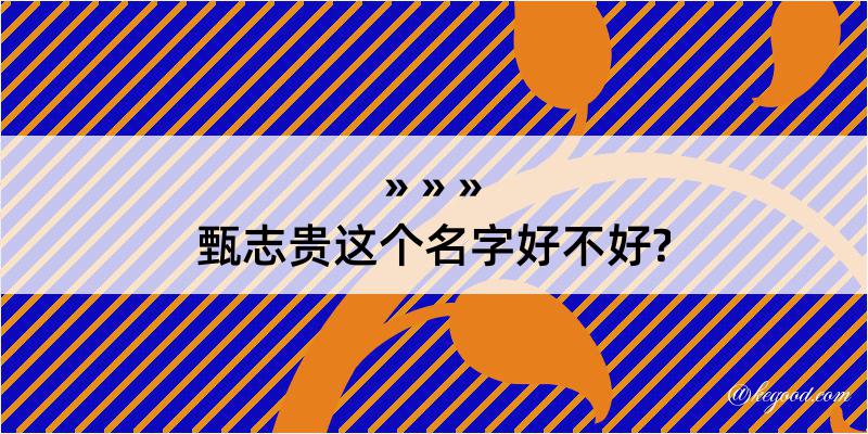 甄志贵这个名字好不好?