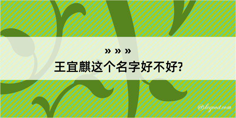 王宜麒这个名字好不好?