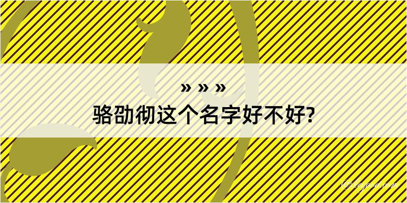 骆劭彻这个名字好不好?